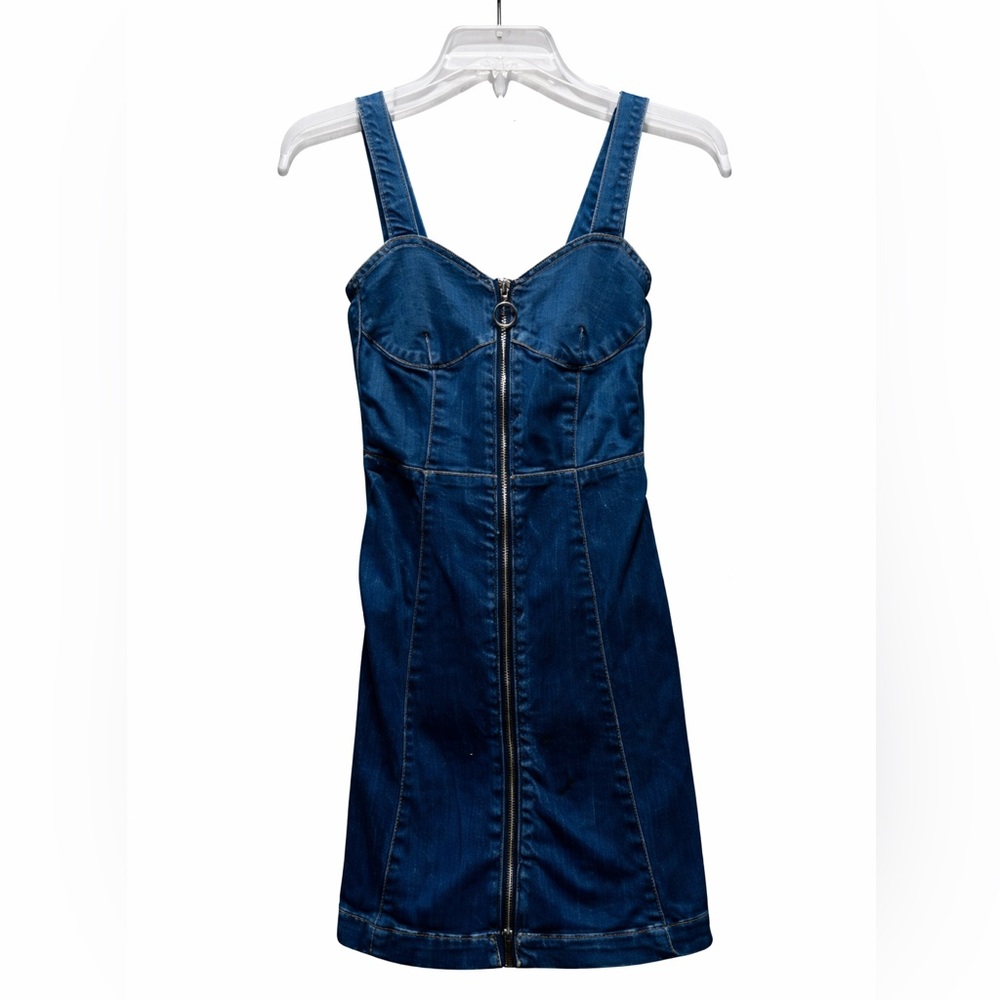 💙 H&M Little Denim Dress | Front Zip Bodycon Jean Dress | Size 2 🔥